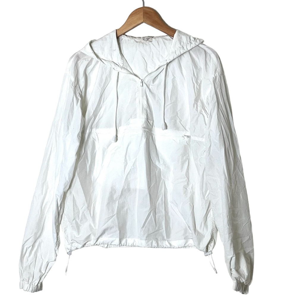 J. Galt | White long sleeve cinch waist hooded windbreaker all size